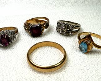 14K gold and gemstone rings and band