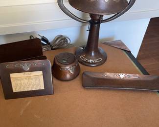 Heintz Art Studio desk set. Sterling on bronze.