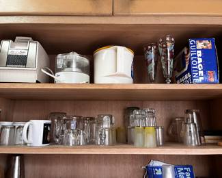 tons of glassware and electic kitchen items