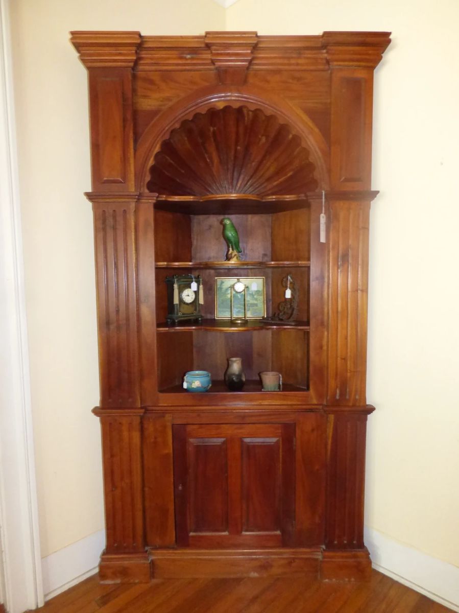 Gorgeous Antique Shell Motif Bookcase