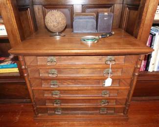Antique oak map chest