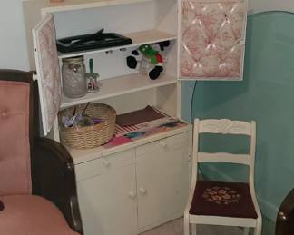 Child's cupboard and chair