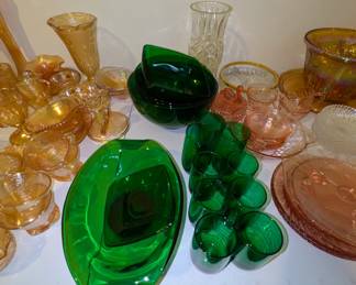 Mid-Century Emerald Green Glassware 