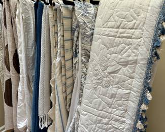 Exquisite bed linens, including hand made candlewick beadspread.