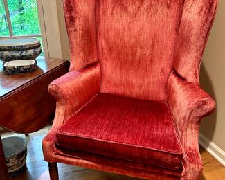Primitive Sheraton style wingback "Necessary" chair. c. 1820. Purchased from Ken Farmer Auctions 1999.