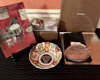 John Derian (L) Michael Aram leaf tray (R)