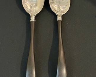 Gorham silver and ebony handled salad serving set