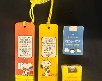 Vintage Peanuts bookmarks and playing cards