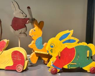 Antique and vintage Easter themed pull toys