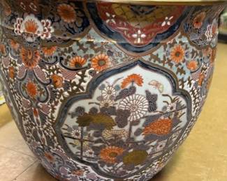 Oversized Floral planter with Asian accents