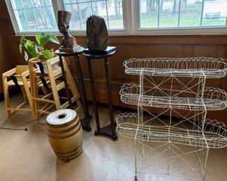 early Doulton crock, metal planter display