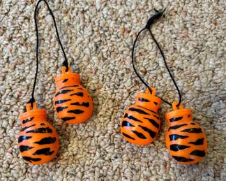 Item #64 (pair on the left) Item #65 (pair on the right) 1960s/1970s Esso Exxon Tiger Paw Boxing Gloves Car Rearview Mirror Hanging Ornament $30 EACH PAIR