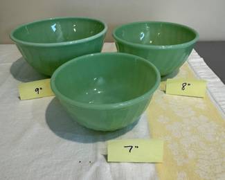 Item #1 - Fire King 7" Swirl Mixing Bowl $30 /
Item #2 - Fire King 8" Swirl Mixing Bowl $34 /
Item #3 - Fire King 9" Swirl Mixing Bowl $40