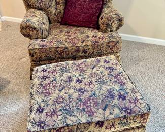 Item #13 "Lancer" Plush Floral Chair & Ottoman $100 (Great Condition)