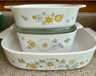 Item #75 Corning Ware Floral Bouquet set of 3 with 1 lid $20