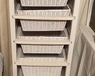 wicker 5 drawer stack 17.75"W x 48.5"H x 15"D