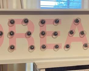 dream sign (unlit)  41"L x 13"H x 4"D