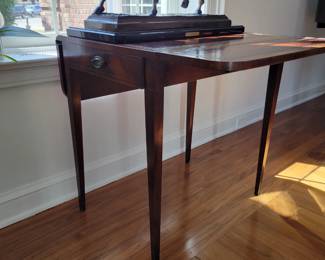 Pembroke Table with Embossed Leather.