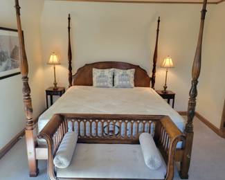 King Size 4 Poster Bed with a Sterns and Foster Mattress.