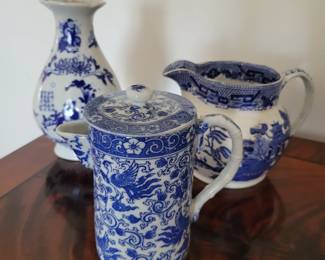 Lots of Blue and White China including Spode , Dedham, etc.