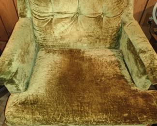 MCM GREEN CRUSHED VELVET SIDE CHAIRS