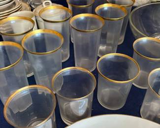 Vtg Tiffin Rims Of Gold Highball & Juice Glasses!
