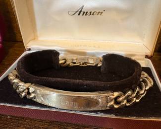 Vtg. Anson Men’s Silver Tone ID Bracelet Engraved “Gary” Made in USA in Box