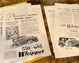 Vtg. Willys-Overland Toledo, Ohio 1929 Original Print Ad Whippet Fours and Sixes Antique Automobile and Copies!!