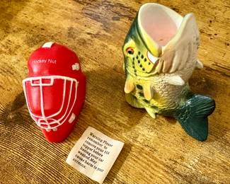 Vtg. 10A Car Antenna Topper Hockey Nut & Fish
