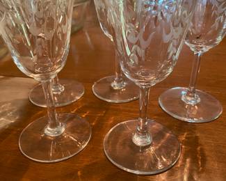 Vintage Etched Wine Glasses