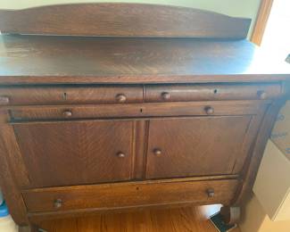Antique Tiger Oak Side Board