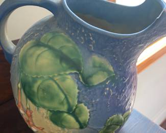 Vintage Roseville Pottery Fucsia Blue Ice Lip Pitcher