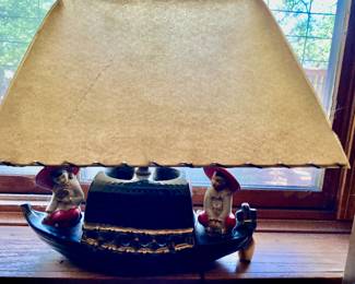 Mid Century Junk Tv Lamp, Fiberglass Shade