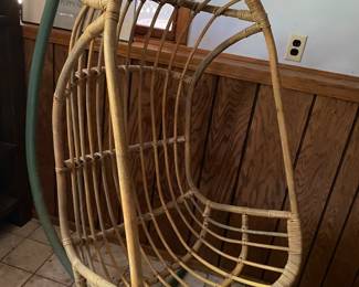 Mid Century Rattan Hanging Egg Chair/Stand