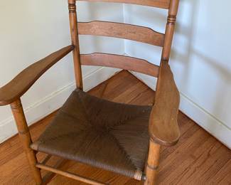 Antique Ladder Back Rush Seat Rocking Chair
