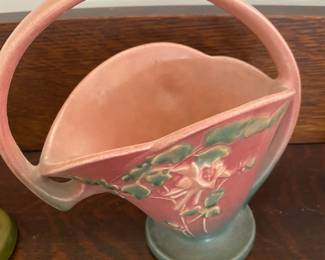 Roseville Pottery Columbine Basket Vase