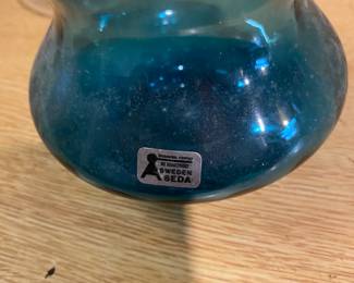 Mid Century Blue Glass Sweden