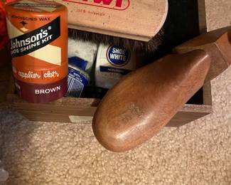 Vintage Shoe Shining Kit. Vintage Child Shoe Tree