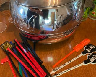 Mid Century West Bend Chrome Ice Bucket, Swizzle Sticks