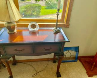 Bombay Furniture, Mahogany Claw Ball Feet Entry Way Table, with 2 Drawers