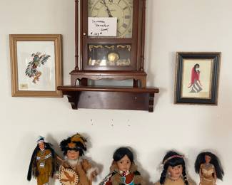 Native American theme Dolls, Cross Stitch pics, Clock