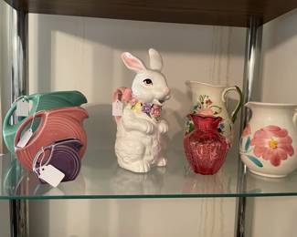 Collectible Pitchers include Fiesta, Bunny Rabbit, Floral, Cranberry