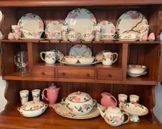 Fransican Dinnerware. Service for 8. Can be sold by individual pieces or as a set. Pictured w/Fiesta Coffee Pot and Fiesta Water pic. TEAPOT HAS BEEN SOLD!