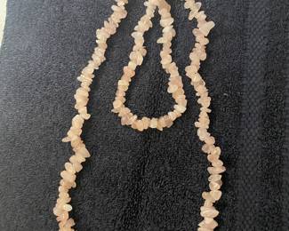 Long Uncut Rose Quartz Necklace