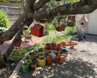 Birdhouse and Planter Pots