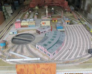 Train track 'town' set up.