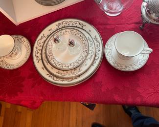 Service for 2. Lenox 2 Dinner Plates, 2 Salads, 2 Breads, 2 Cup & Saucer Sets. Pictured with salt/pepper shaker set (new).