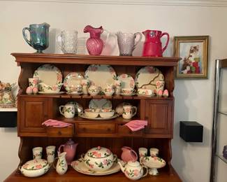 Beautiful Buffet and Franciscan Desert Rose dishes and Pitchers. Matches Table. Maple.Makes for a pretty display. All Pieces in very good condition. Soup Tureen does not have the ladle. TEAPOT HAS BEEN SOLD!