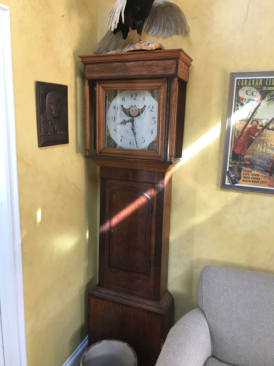 Wiggin Colne on the face of this stunning tall case clock!