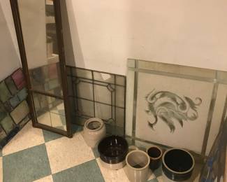 Stained and etched glass pieces! Crocks and stoneware!